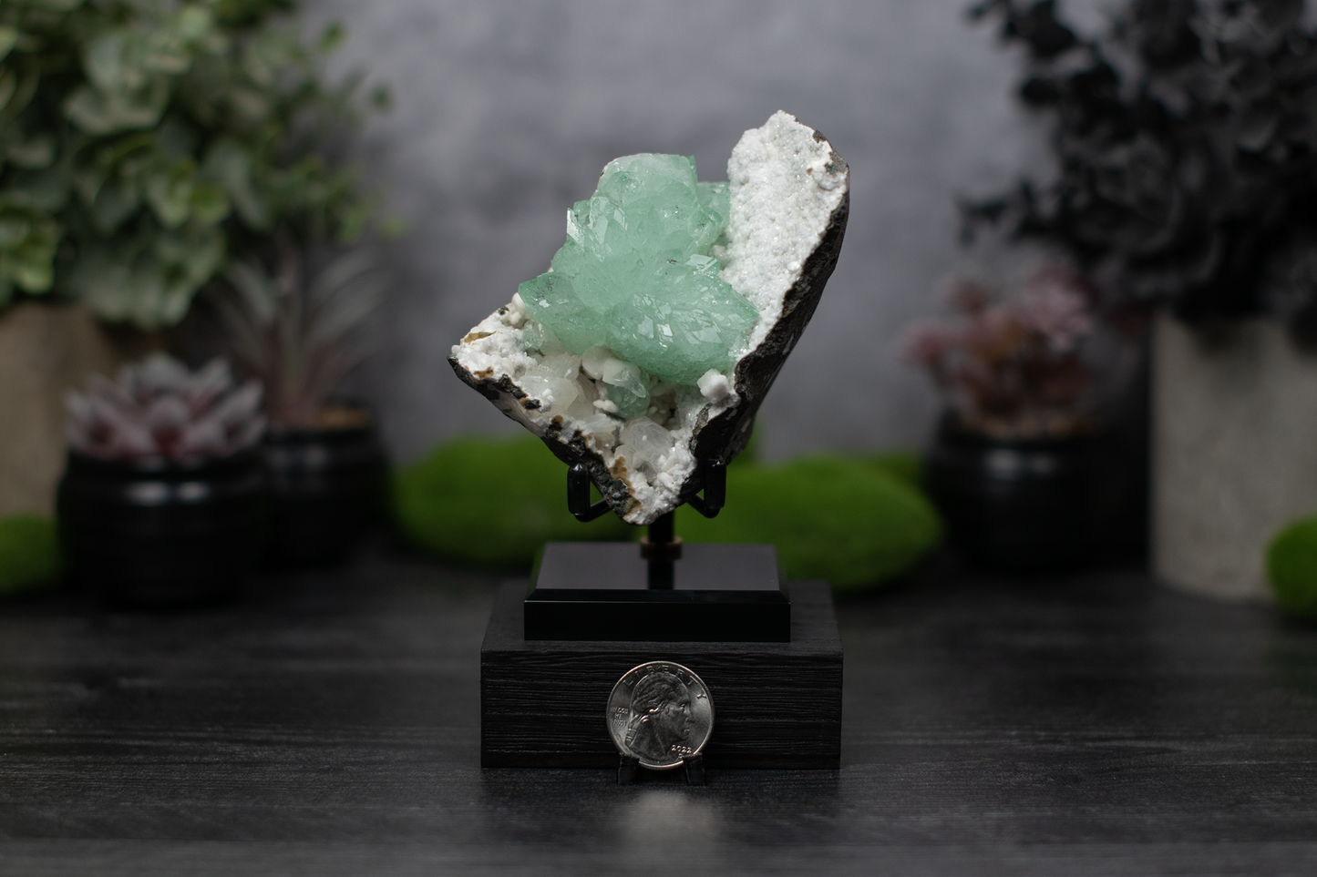 Green Apophyllite & Stilbite on Chalcedony