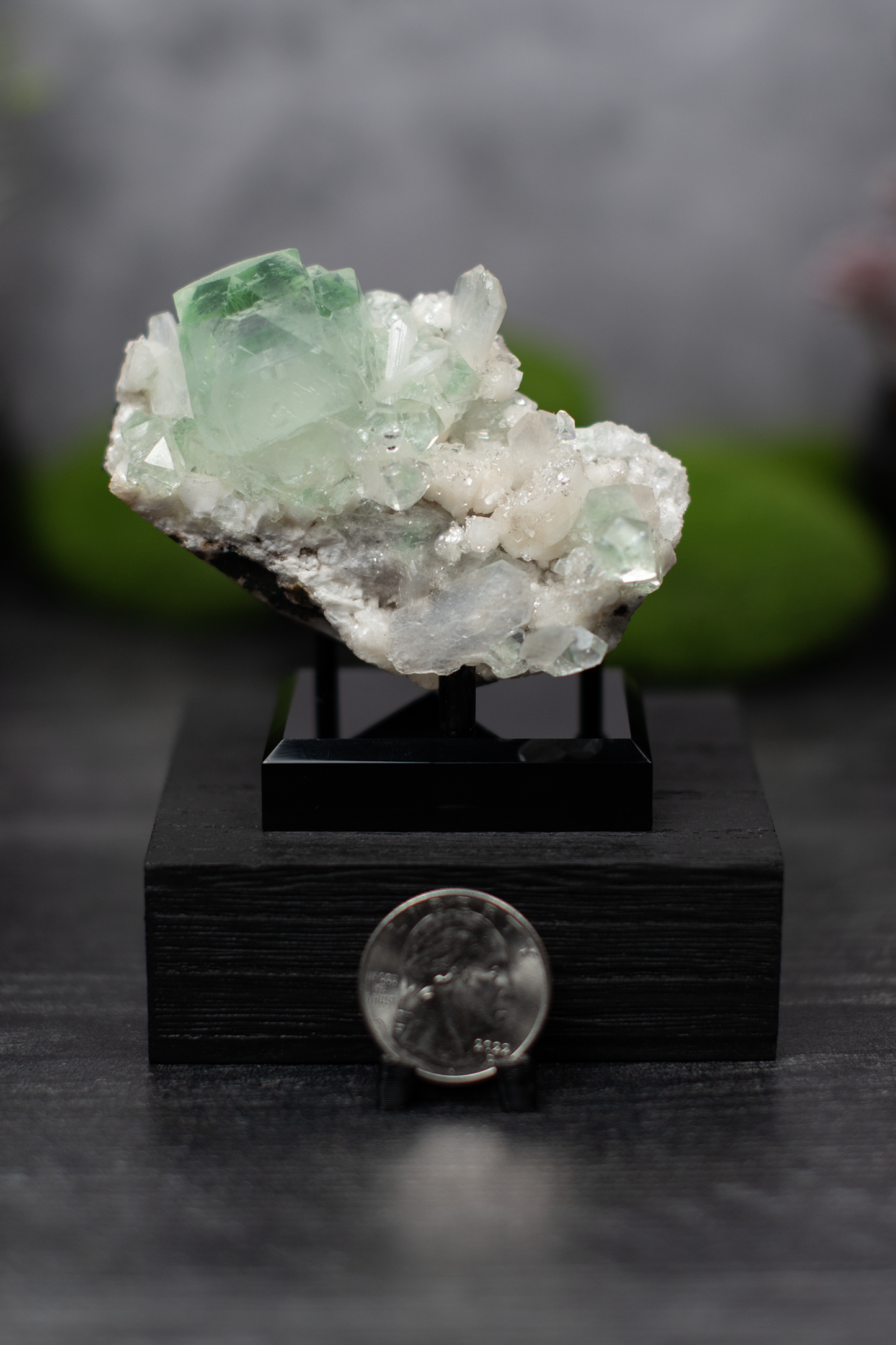 Green Apophyllite & Stilbite on Chalcedony