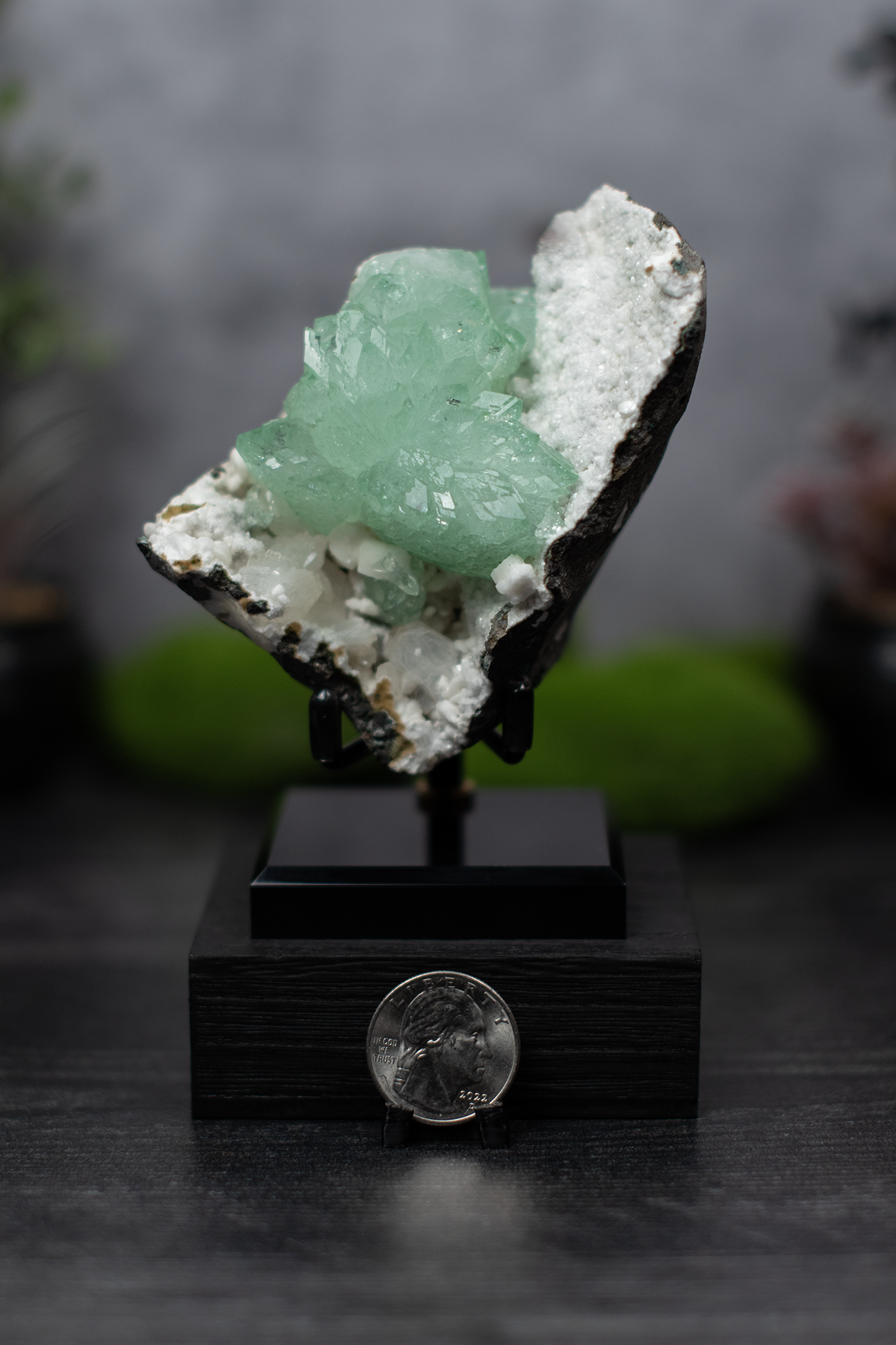 Green Apophyllite & Stilbite on Chalcedony