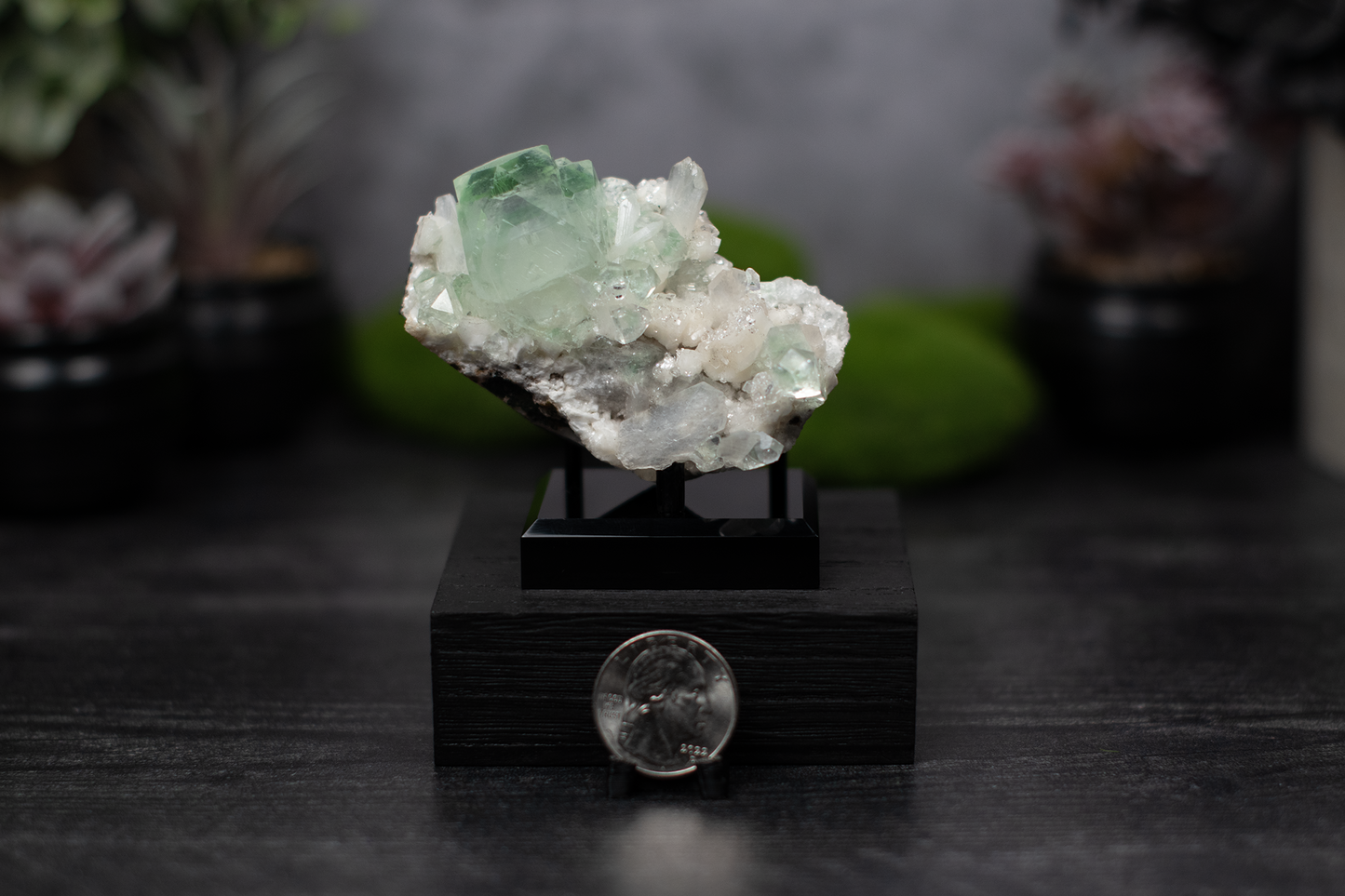 Green Apophyllite & Stilbite on Chalcedony
