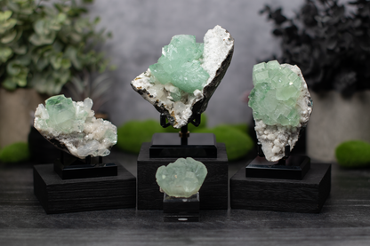 Green Apophyllite & Stilbite on Chalcedony