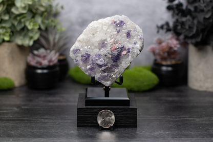 Wuzhou Fluorite & Rhodochrosite on Quartz