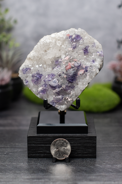 Wuzhou Fluorite & Rhodochrosite on Quartz