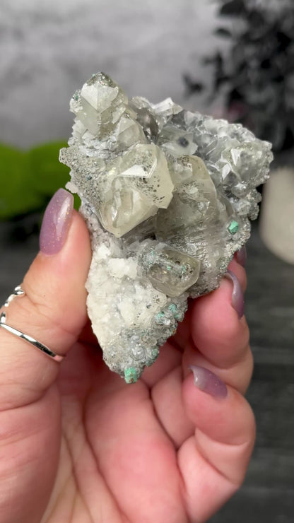 Malachite on Pyrite incl. Calcite